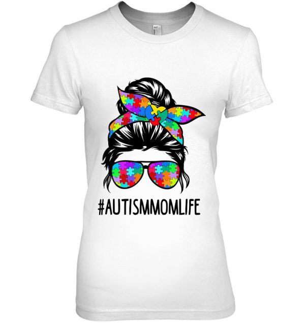 Autism Mom Life Messy Bun Sunglasses Bandana Be Kind