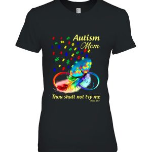 Autism Mom Thou Shalt Not Try Me Colorful Feather Autism Awareness