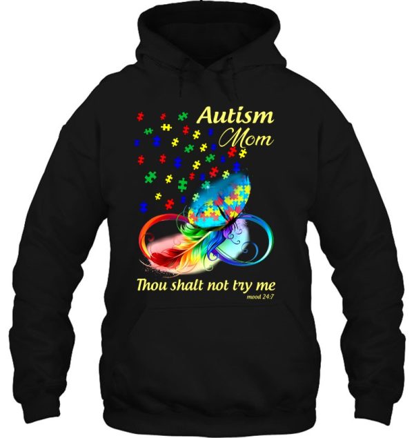 Autism Mom Thou Shalt Not Try Me Colorful Feather Autism Awareness