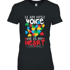 Autism Puzzle Piece Heart I Am His Voice Women’s Autism Mom