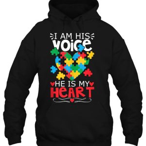 Autism Puzzle Piece Heart I Am His Voice Womens Autism Mom 3