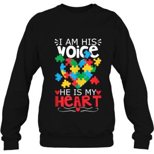 Autism Puzzle Piece Heart I Am His Voice Womens Autism Mom 4