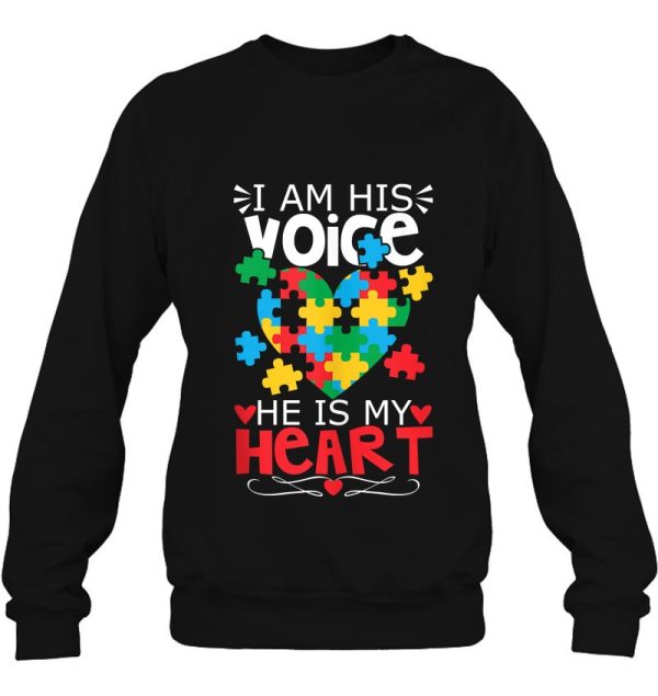 Autism Puzzle Piece Heart I Am His Voice Women’s Autism Mom