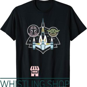 Baja Blast T-Shirt Mandalorian Grogu Starfighter Top View