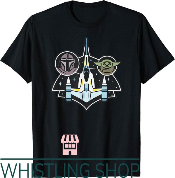 Baja Blast T-Shirt Mandalorian Grogu Starfighter Top View