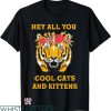 Cool Cats And Kittens T-shirt Tiger With Flowers T-shirt