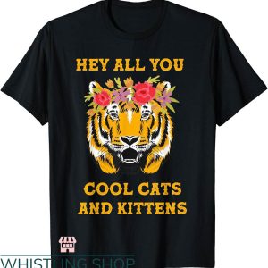 Cool Cats And Kittens T-shirt Tiger With Flowers T-shirt