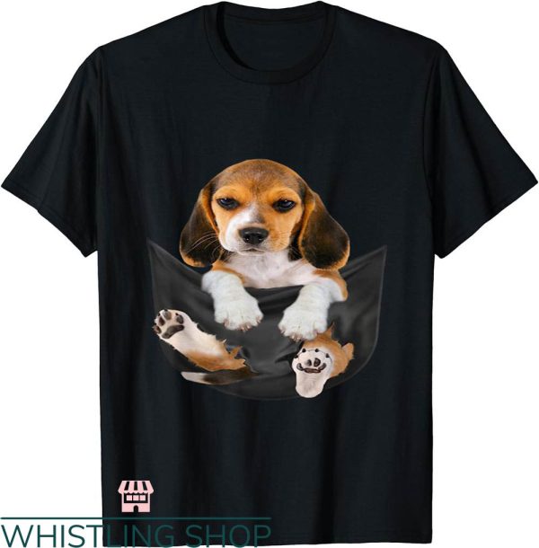 Dogs Face On Shirt T-shirt Beagle In Pocket T-shirt