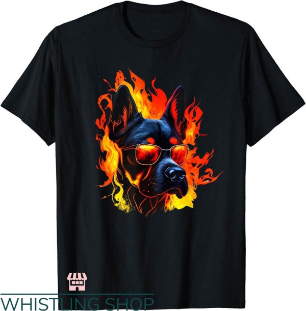 Dogs Face On Shirt T-shirt Cool French Bulldog Face On Fire