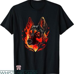 Dogs Face On Shirt T-shirt Cool Shepherd Dog Face On Fire T-shirt