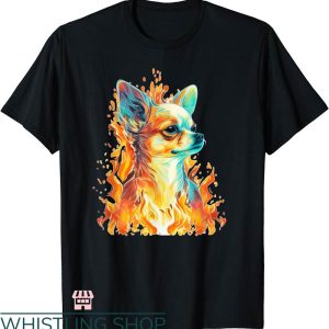 Dogs Face On Shirt T-shirt Cute Chihuahua Face On Fire T-shirt