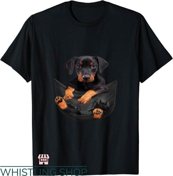 Dogs Face On Shirt T-shirt Doberman In Pocket T-shirt