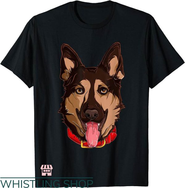 Dogs Face On Shirt T-shirt German Shepherd Dog Face On Fire