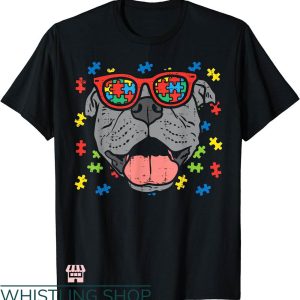Dogs Face On Shirt T-shirt Pitbull Face Puzzle Glasses Shirt