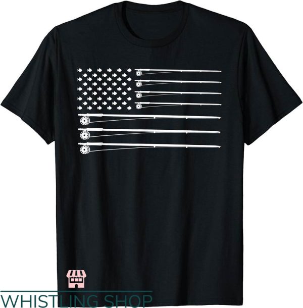Fly Fishing T-shirt Fly Rod Fishing American Flag T-shirt