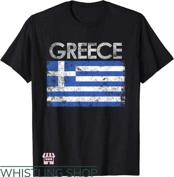 Greek Lettered T-Shirt Vintage Greece Greek Flag Trending