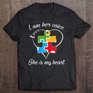 I Am Her Voice She Is My Heart Autism Mom Gift 1