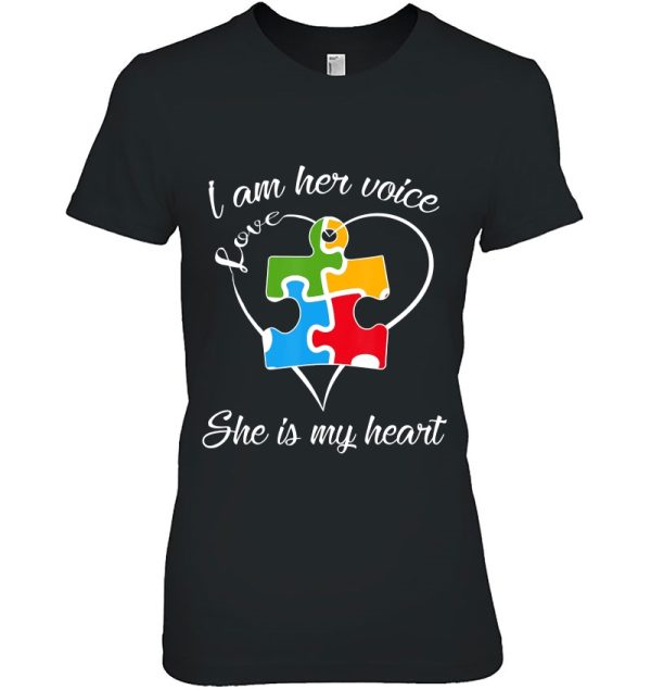 I Am Her Voice She Is My Heart Autism Mom Gift