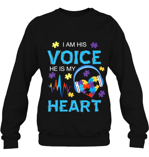 I Am His Voice He Is My Heart Autism Mom Gift