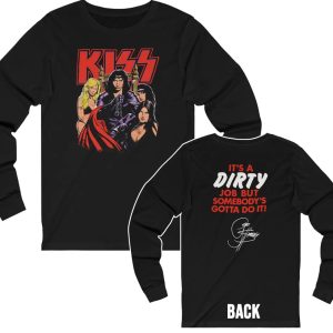 KISS 1987 Crazy Nights Gene Simmons with Girls It’s A Dirty Job Long Sleeved shirt