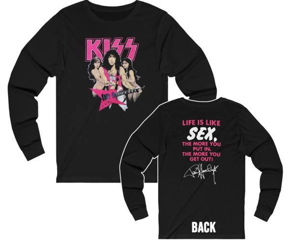 KISS 1987 Crazy Nights Paul Stanley with Girls Life is Like Sex Long Sleeved shirt