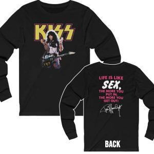 KISS Crazy Nights Era Paul Stanley with Guitar Life Is Like Sex Long Sleeves shirt 1