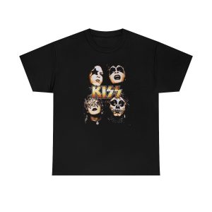 KISS Debut Album Era Band Photo With Golden Logo Shirt