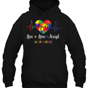 Live Love Accept Autism Awareness Heartbeat Autism Mom 3