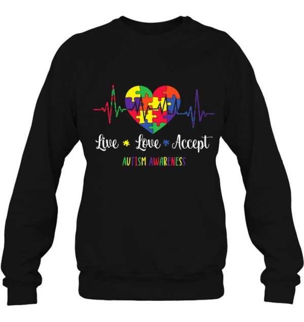 Live Love Accept Autism Awareness Heartbeat Autism Mom