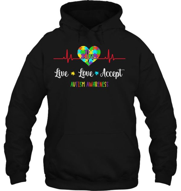 Live Love Accept Autism Awareness Heartbeat Blue Autism Mom