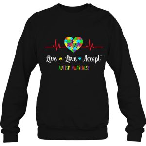 Live Love Accept Autism Awareness Heartbeat Blue Autism Mom 4