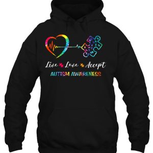 Live Love Accept Autism Awareness Tie Dye Autism Mom 3