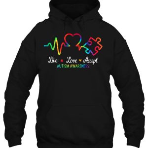 Live Love Accept Autism Awareness Tie Dye Autism Mom Boy Kid 3