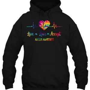 Live Love Accept Autism Awareness Tie Dye Puzzle Autism Mom 3