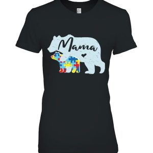 Mama Bear Cute Autism Awareness Mom With Puzzle Piece Cub 2