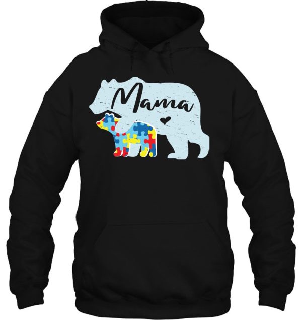 Mama Bear Cute Autism Awareness Mom With Puzzle Piece Cub