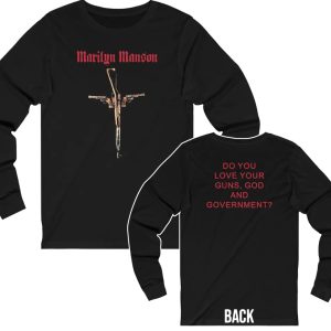 Marilyn Manson Guns God and Government Gun Cross Long Sleeved Shirt 1