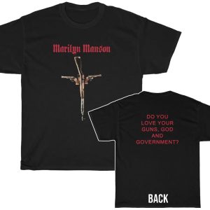 Marilyn Manson Guns, God and Government Gun Cross T-Shirt