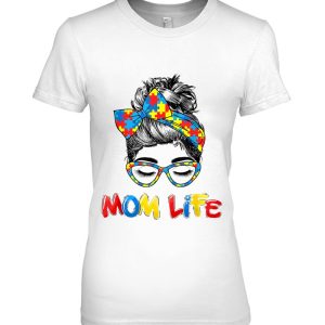 Mom Life Skull Autism Awareness Mama Women Face Wink Eyes