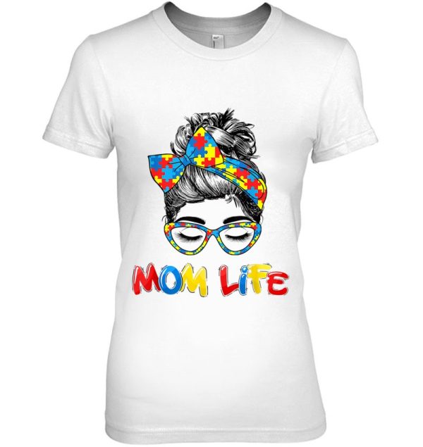 Mom Life Skull Autism Awareness Mama Women Face Wink Eyes