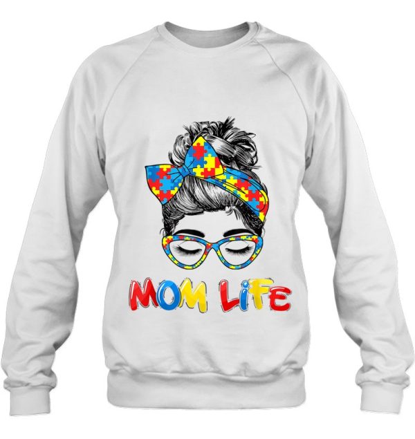 Mom Life Skull Autism Awareness Mama Women Face Wink Eyes