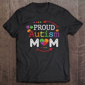 Proud Autism Mom Mama Mother Puzzle Piece Heart Pullover 1