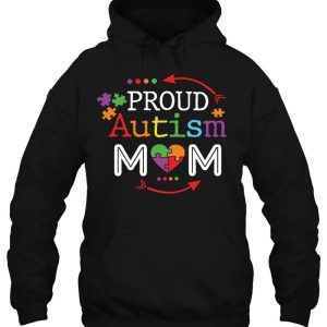 Proud Autism Mom Mama Mother Puzzle Piece Heart Pullover 3