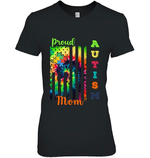 Proud Autism Mom Tie-Dye Flag Autism Awareness Warrior