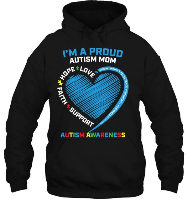 Puzzle Piece Heart Awareness Proud Autism Mom