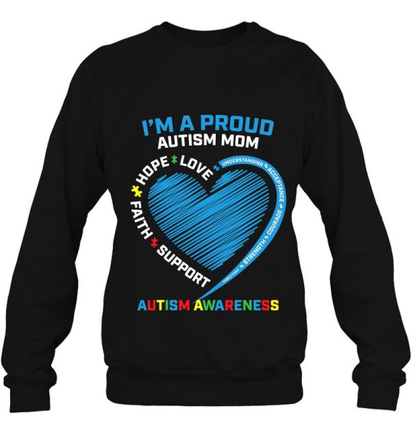 Puzzle Piece Heart Awareness Proud Autism Mom