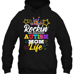 Rockin The Exhausted Autism Mom Life Autistic Puzzle Piece Premium 3