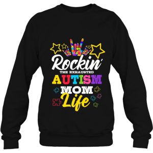 Rockin The Exhausted Autism Mom Life Autistic Puzzle Piece Premium 4