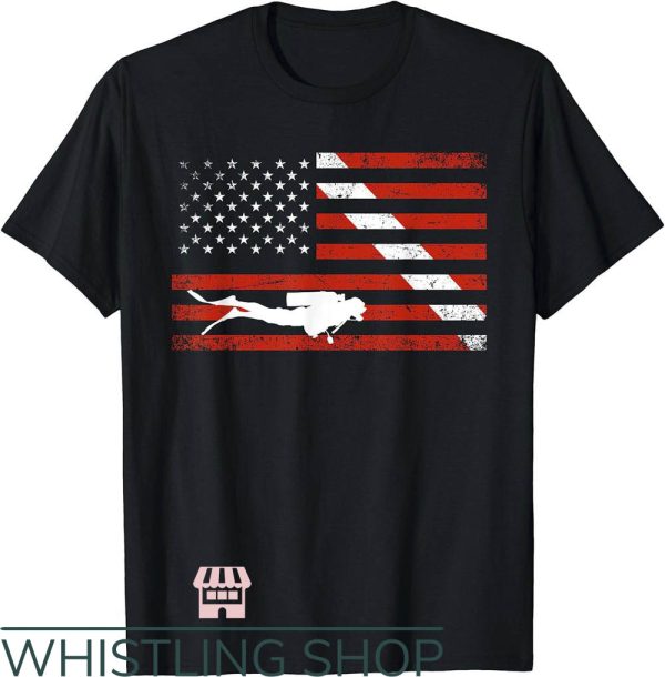 Scuba Dive T-Shirt Scuba Diving American Flag Shirt Trending