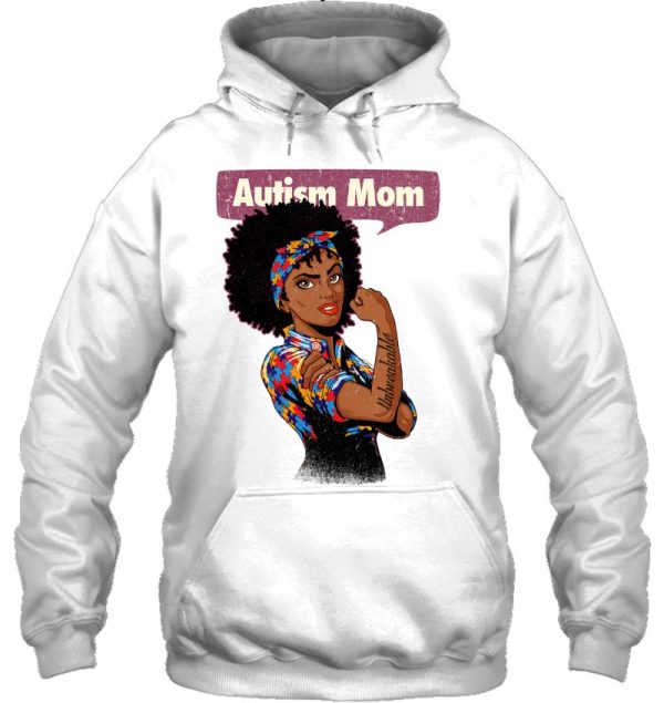 Strong Autism Mom Awareness Afro Mother Black Woman Autism